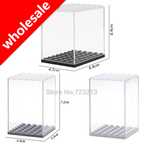 50pcs Wholesale 4.8*4.8*7.2cm Display Box For Figure dolls Show Case Legoingly Baseplate MOC Model Building Blocks Bricks Toys