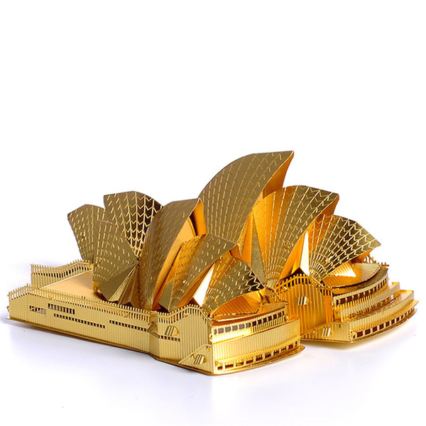 Building Block Bricks Toys 3D Metal Puzzle Sydney Opera House Building Model Kits DIY 3D Laser Cut Assemble Building Jigsaw Toys