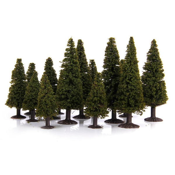 15 pcs Green Scenery Landscape Model Cedar Trees with PV Box 1/100 1/150 1/200