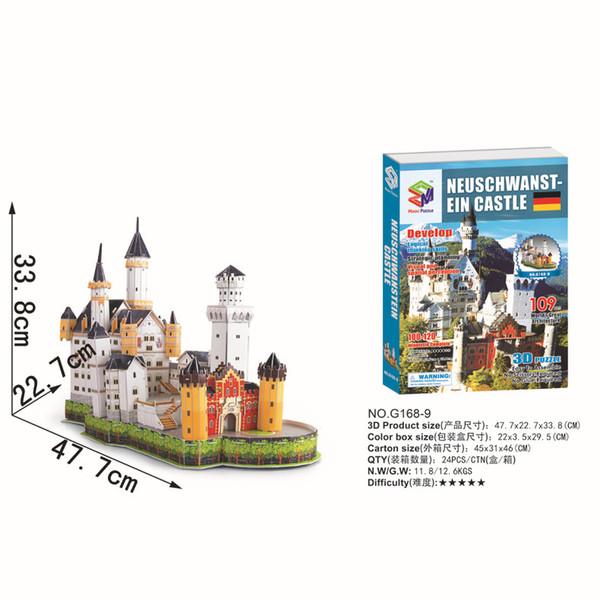 New paper 3D plus-size puzzle swan castle Notre Dame cathedral of Paris Great Wall plus-size architectural model Notre Dame De Paris