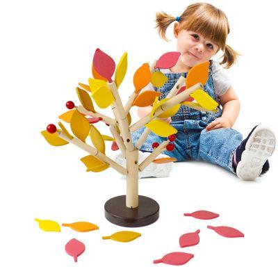 Montessori Wooden Puzzle Toys Assembled Tree Wood Green Leaves Building Chopping Block Early Educational Toy Children Day