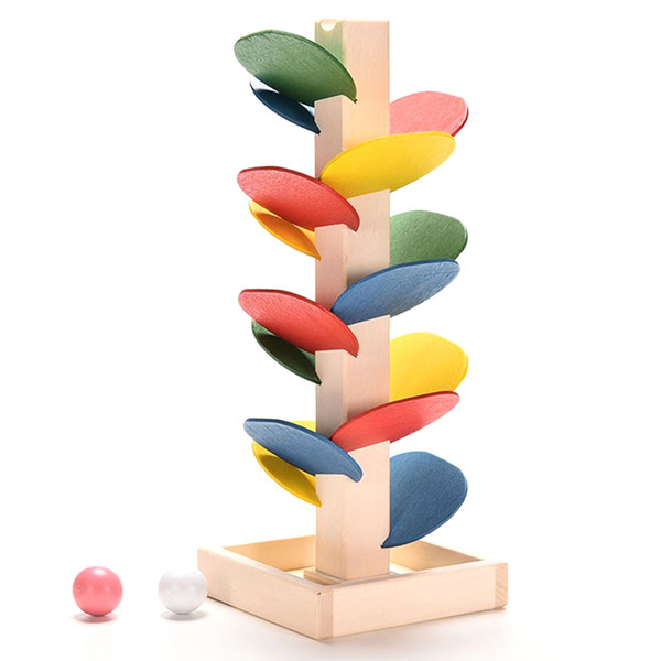 Wholesale- Wooden Tree Marble Ball Run Track Game Toy Baby Montessori Blocks Kids Children Intelligence Educational Toy Baby Kid's Gift Set