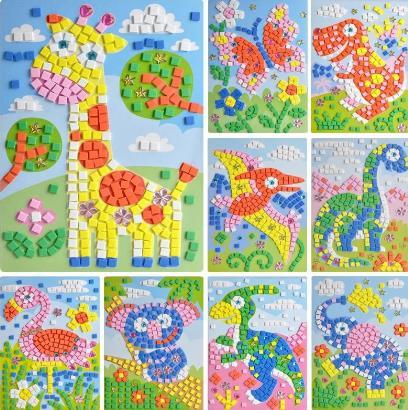 3D Foam Mosaic Stickers Art Puzzle Diamond Pasted Cartoon Character Toys Building Sets