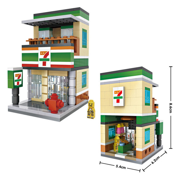 LOZ Mini City Street View Scene Mini Building Blocks Coffee Shop Retail Store Architectures Models & Building Toy