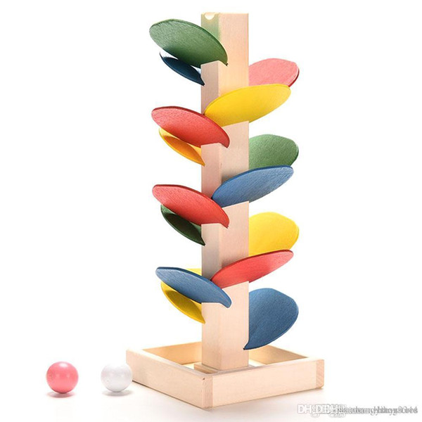 Wholesale- Wooden Tree Marble Ball Run Track Game Toy Baby Montessori Blocks Kids Children Intelligence Educational Toy Baby Kid's Gift