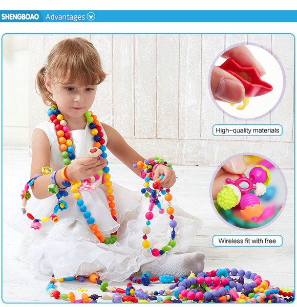 350pcs DIY Pop Beads Toys Candy Sugar Jewelry Puzzle Toys Handmade Plastic Pop Beaded Assembled Blocks for kids Girl