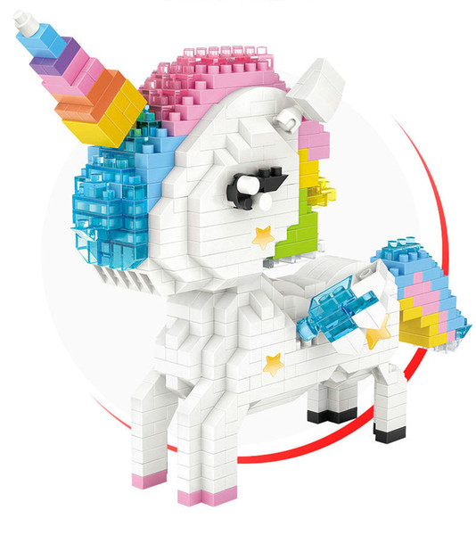 LOZ Diamond Blocks Rainbow Unicorn Anime Action Figure Cartoon Colorful Animals Educational Bricks Toys for Children DIY 9204