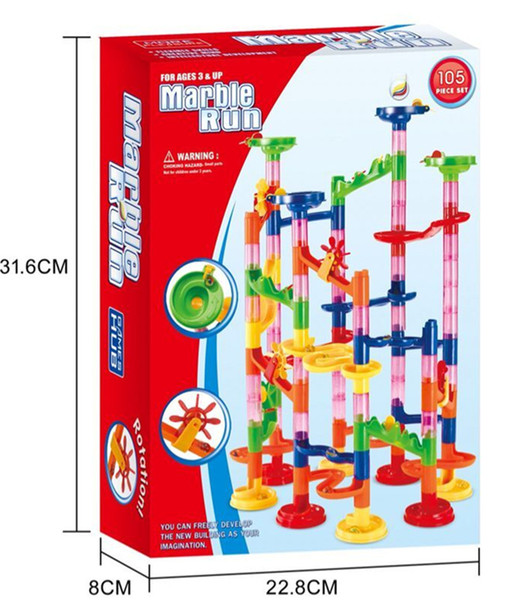 FUNTOK 105pcs Marble Run Railway Toys Construction Child Building Blocks Toys Enlightenment Educational Three-dimensional Maze toys DHL/SF