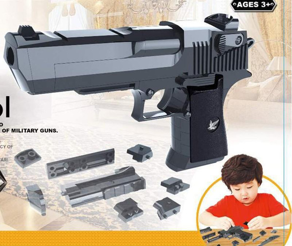 DIY Building Blocks Toy Gun Desert Eagle airsoft air guns Assembly Toy Puzzle airsoft pistol gun Can Fire Bullets gun