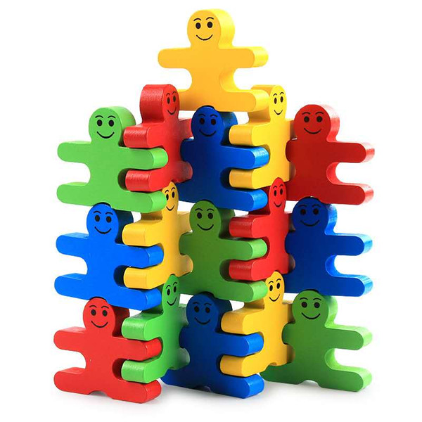 New creative wooden cartoon balance smile villain children's educational wooden blocks kindergarten early education assembled toys