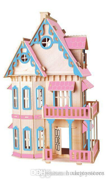 Wholesale- BOHS Gothic Doll House Children Educational Toys Wooden 3d Assembling Building Scale Model of Miniature DIY 30*18*45CM