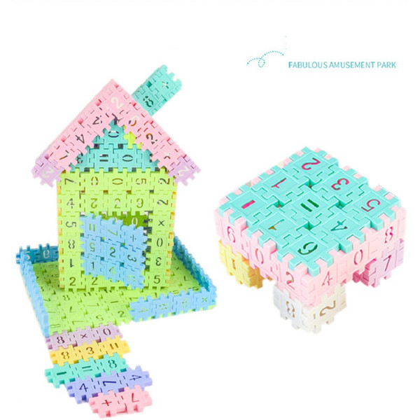 Children's puzzle figures about 50 pieces warm plastic geometric shapes spelled into building blocks educational toys