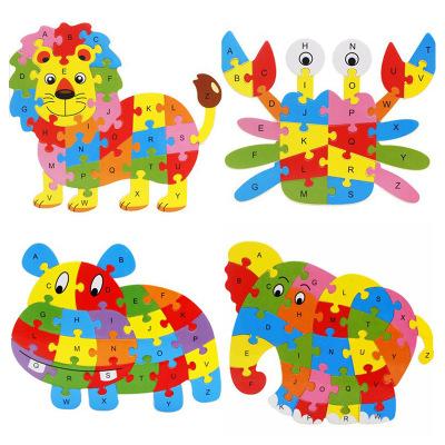 Cute Animal Alphabet Jigsaw For Children Wooden Puzzle Toy Gift Many Styles Hot Sale