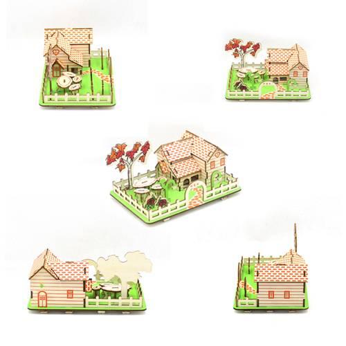 Autumn Italian 3D wooden DIY puzzle assembled children's toys