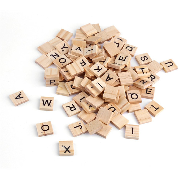 1 PCS SELL Building Sets 100PCS Wooden Alphabet Tiles Black Letters For Scrabble Children Toy Fantastic And High Quality