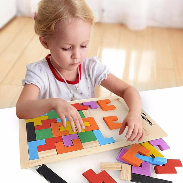 Hot! Children Wooden Puzzles Toy Tangram Brain Teaser Puzzle Toys Tetris Game Educational Kid Jigsaw Board Toy Gifts TY2078