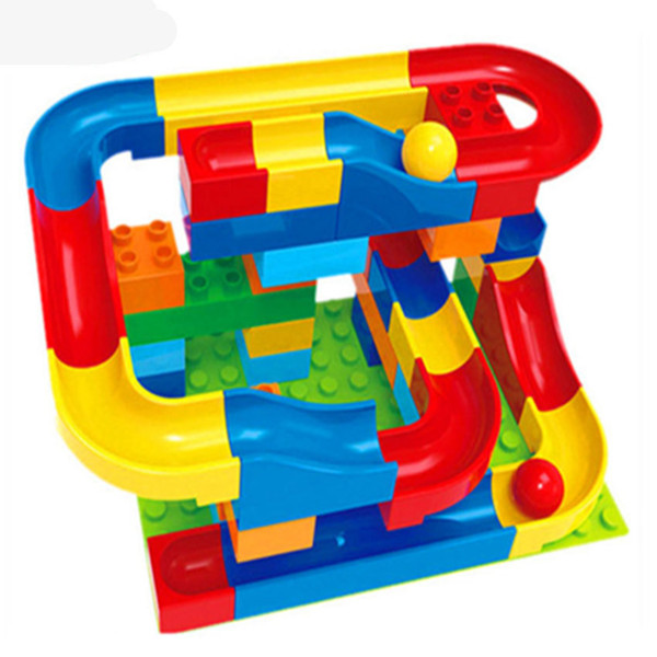 47pcs Run Rolling Ball Rail Building Blocks Enlighten Bricks Learning Education marble run toys Compatible Duplo