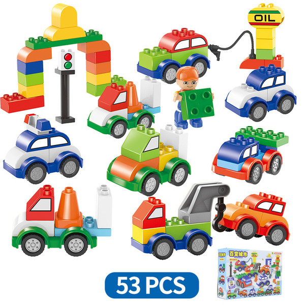 53pcs/set Building Blocks Plastic digital train car kids toys Children's toy Cars bricks Educational Intelligence Safe Environmental AAA1272