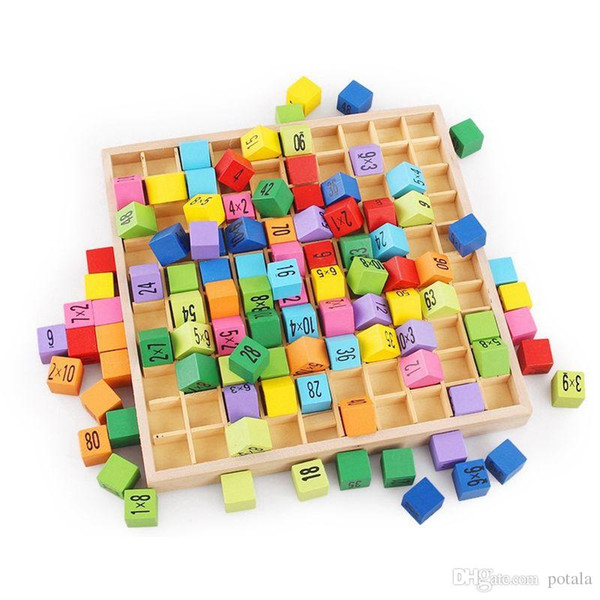 Multiplication Table Math Toys 10x10 Double Side Pattern Printed Board Colorful Wooden Figure Block Kids Novelty Items Brain Creative Green