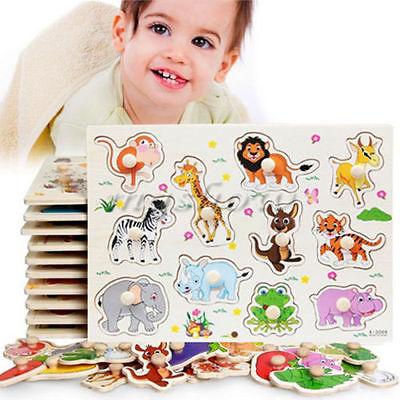 Zoo Animals Wooden Jigsaw Children Kids Baby Learning Educational Puzzle Toy #10