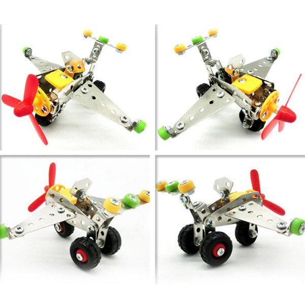 Metal Airplane Assembly Toy Aircraft Model Children DIY Creative Intelligence Toy Kids 3D Metal Assembly Building Blocks