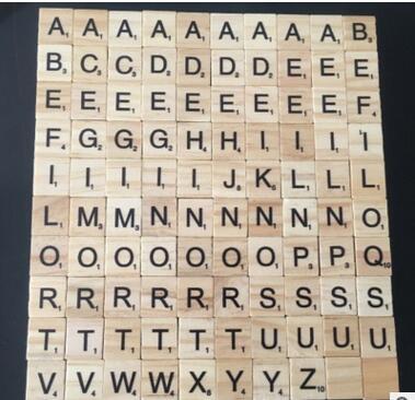 100pcs/set Wooden Alphabet Scrabble Tiles Black Letters & Numbers For Crafts Wood