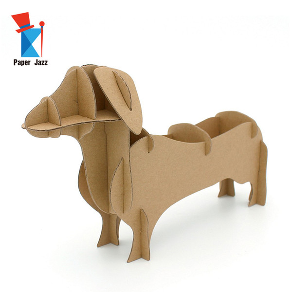 Diy 3D Handmade Home Decor Storage Box Cardboard DOG puzzle cute animal 3d puzzle for kids