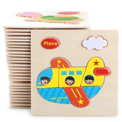 Wooden 3D Puzzle cartoon Jigsaw Early Educational Toy Children block puzzle Animal Vehicle Wood Puzzles Intelligence Kids