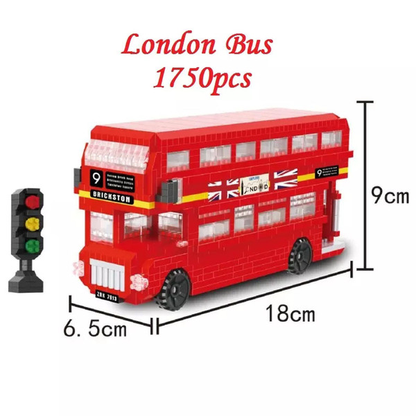 DIY Building blocks Mini London Bus Model Toy Car Educational Bricks Anime Children Toys Kids brinquedos Gifts for Children