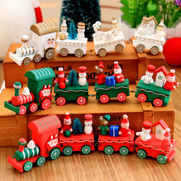 Toy Intelligence Wooden Wood 3d Iq Puzzle Magic Cube Toy 4 Pieces Carriage Wood Christmas Xmas Train Ornament Decoration Kids Gift Toys