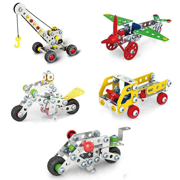 3D Assembly Metal Engineering Vehicles Model Kits Toy Car Crane Motorcycle Truck Airplane Building Puzzles Construction Play Set