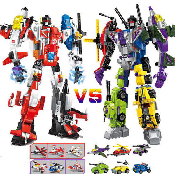 2018 New Building Blocks Combination Cars and Robots Sets Child Toys 6/Sets Can Form Robots