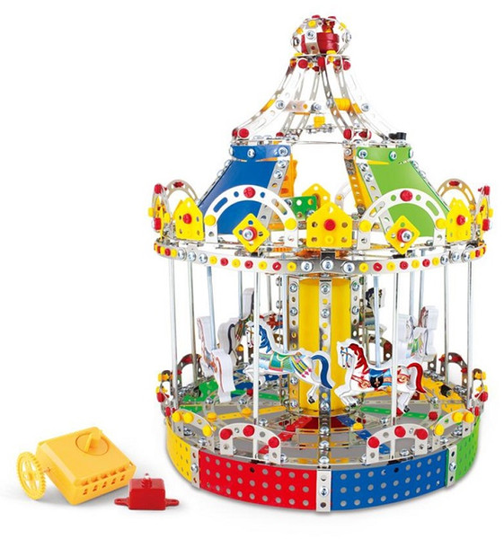 3D Assembly Metal Model Kits Toy Carousel Merry Go Round With Music Box Building Puzzles 1423pcs Accessories Construction Play Set