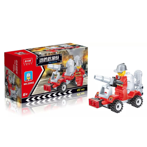 Free DHL 41PCS/SET City Fire Rescue Vehicle Car Model Building Blocks Set Children Educational Puzzle Toys Kids Gifts