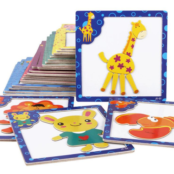 Factory Wholesale 24 Patterns 3D Magnetic Cartoon Animals Puzzles Childhood Knowledge Creative Education Toys 