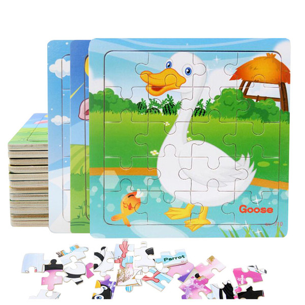 Hot Sale 9/20 Slice Small Piece Puzzle Toy Children Animals and Vehicle Wooden Puzzle Jigsaw Baby Educational Toys for Kids Gift