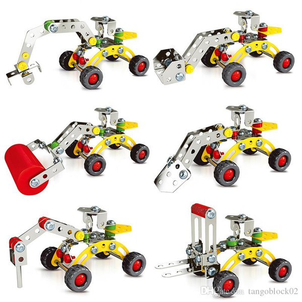 3D Assembly Metal Engineering Vehicles Model Kits Toy Car Excavator Bulldozer Roller Breaker Forklift Building Puzzles Construction Play Set