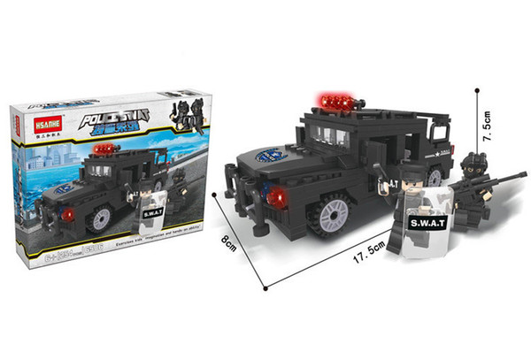 City police fight to insert building blocks toys military special police assembled plastic children boy educational toys