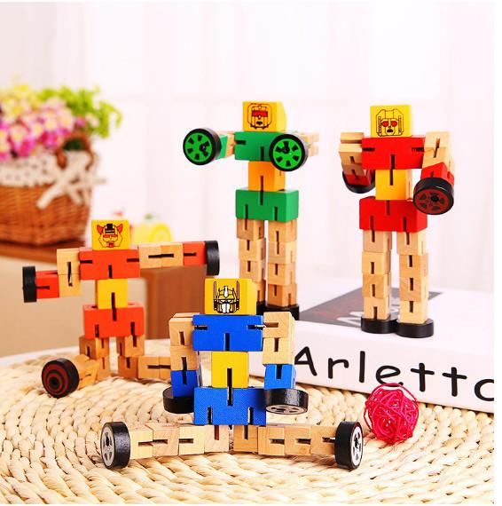 Multi -fuctional wooden car man Robot vehicle toys kids developmental toys