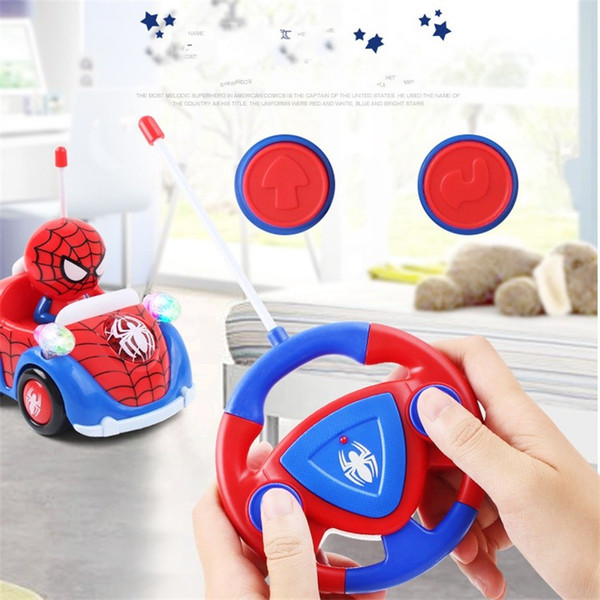 Children Intelligence Rc Car Toy Fashion Cartoon Spiderman Electric Flashing Vehicle Gift Kids Puzzle Sound Toys 36lf Ww