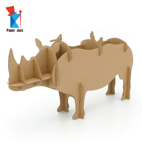 Creative Kids & Parents DIY 3D Paper Desktop Storage Box animal puzzle model storage box best toys for kids