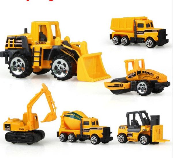 6 types Diecast mini alloy construction vehicle Engineering Car Dump-car Dump Truck Model Classic Toy Mini gift for boy