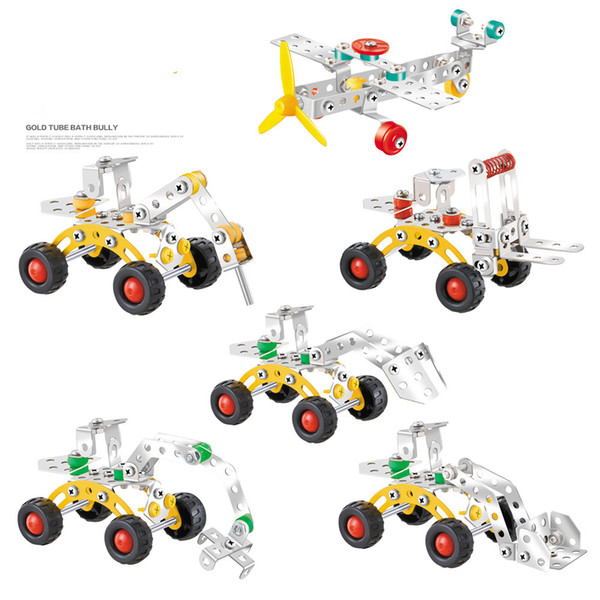 Construct fantastic models Metal mdels toys car aircraft Engineering vehicle scale models 3D Building blocks model kit Vehicle 6 styles mixe