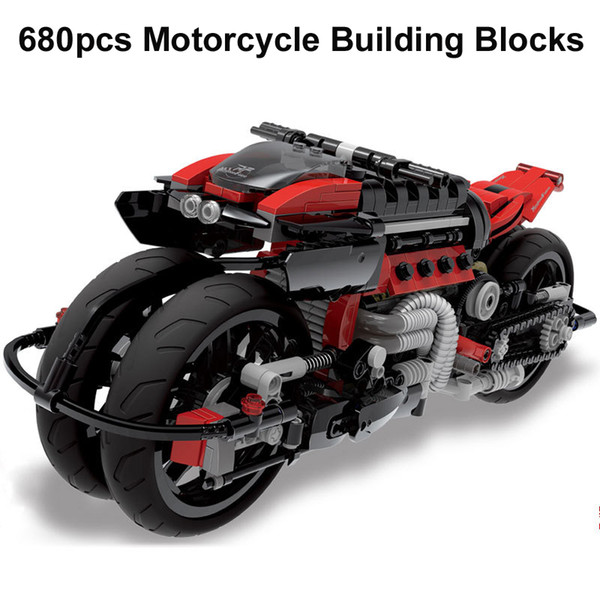 Free 680pcs 3D puzzle Simulation Tomahawk Motorcycle assembly puzzle building blocks Children toy DIY Motorcycle model toy