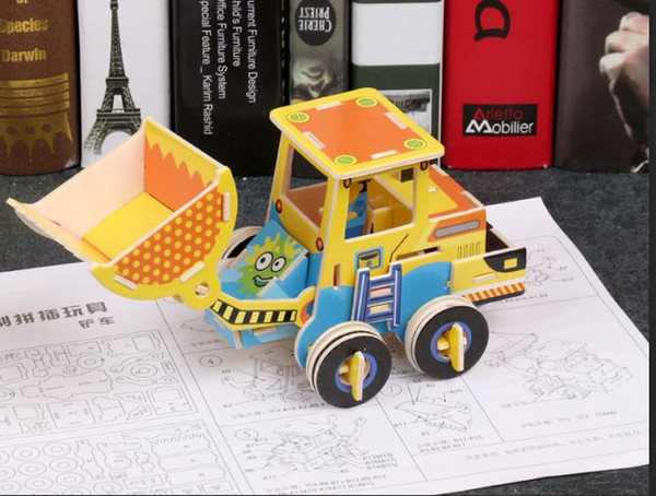 Jigsaw 3D children's puzzle wooden puzzle toys puzzles popular styles engineering vehicles three-dimensional assembly jigsaw plates