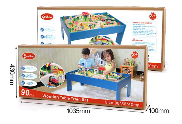 90 train tracks suit table. Scenario toy roller coaster game tables. High grade wood puzzle toys