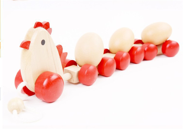 Wooden Pull Along Toy Hen Pulls Eggs DIY Push Pull Toy With 3 Eggs Preschool Activity Baby Toy Perfect Birthday Gift for Baby Kids