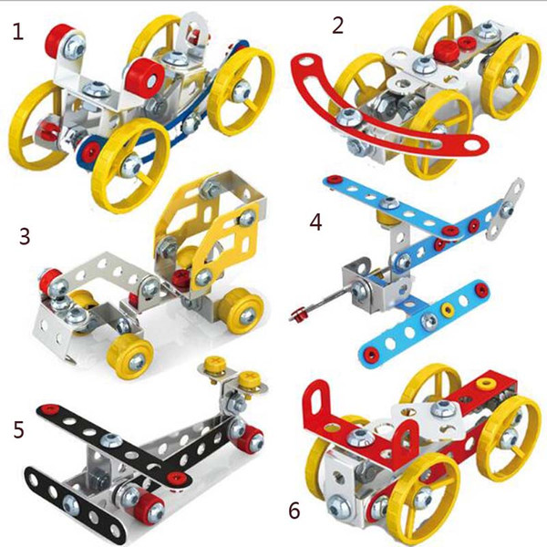 3D Assembly Metal Engineering Vehicles Model Kits Toy Car Crane Motorcycle Truck Airplane Building Puzzles Construction Play Set