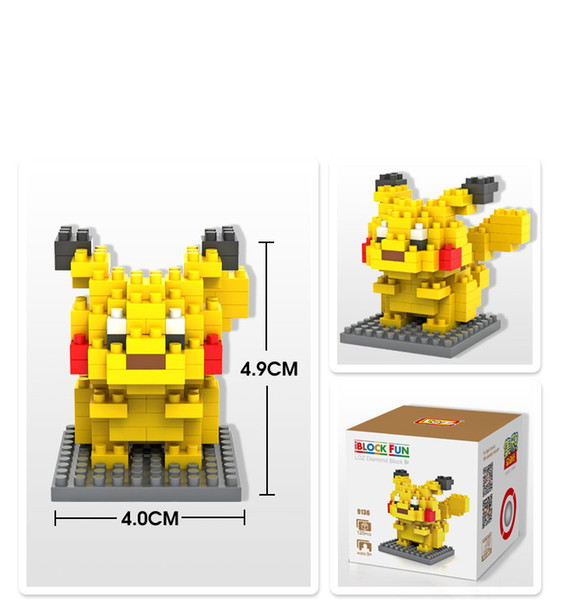 Dimond Block Small Particle Assembling Building Blocks Children's DIY Creative Toys Digital Monster Pocket monster Pikachu Building Blocks