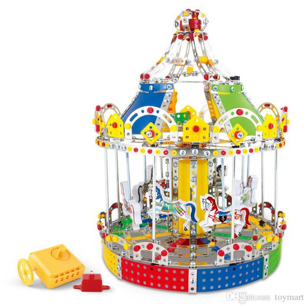 3D Assembly Metal Model Kits Toy Carousel Merry Go Round With Music Box Building Puzzles 1423pcs Accessories Construction Play Set